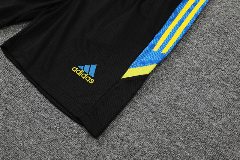 Conjunto Regata Manchester United 21/22 Adidas - Azul+Preto+Amarelo