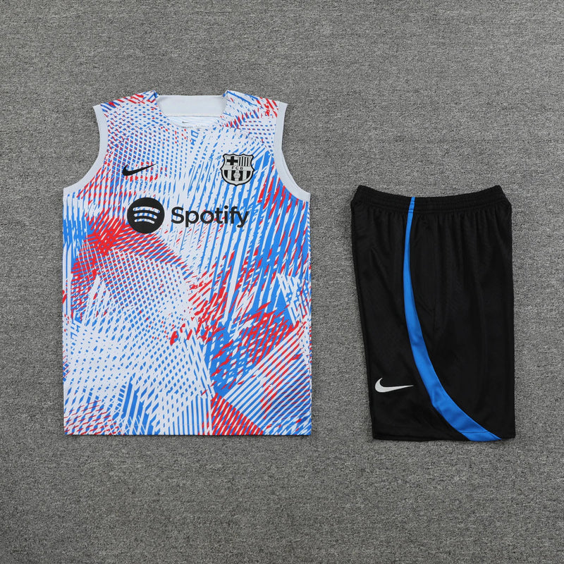 Conjunto Regata Barcelona 22/23 Nike - Branco + Azul