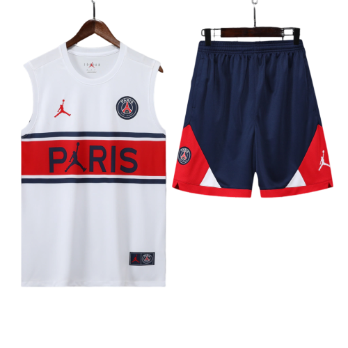 Conjunto Regata PSG 22/23 Jordan - Branco+Vermelho+Azul