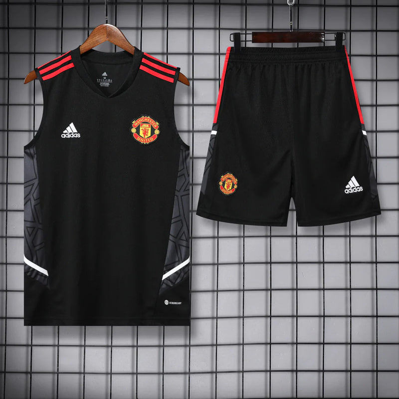 Conjunto Regata Manchester United 22/23 Adidas - Preto