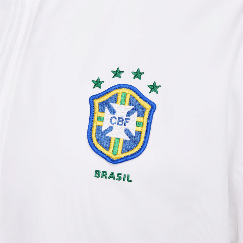 Conjunto Corta-Vento e Calça Brasil 1998/99 Reedição Masculino Branco e Azul