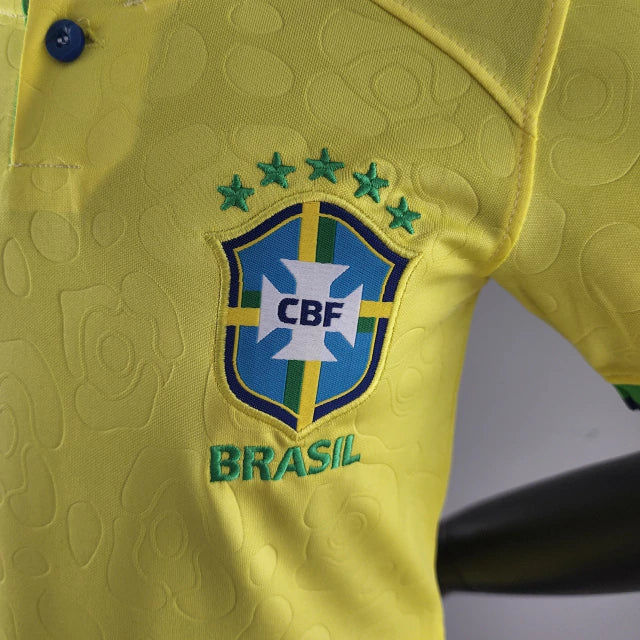 Kit Infantil Camisa + Shorts Infantil Seleção Brasileira - Amarela