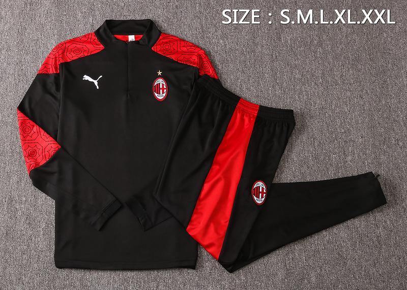 Conjunto de Treino Puma - AC Milan Zíper Longo - Preto