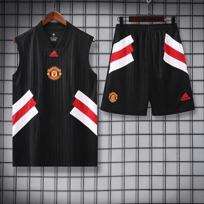 Conjunto Regata Manchester United 23/24 Adidas - Preto