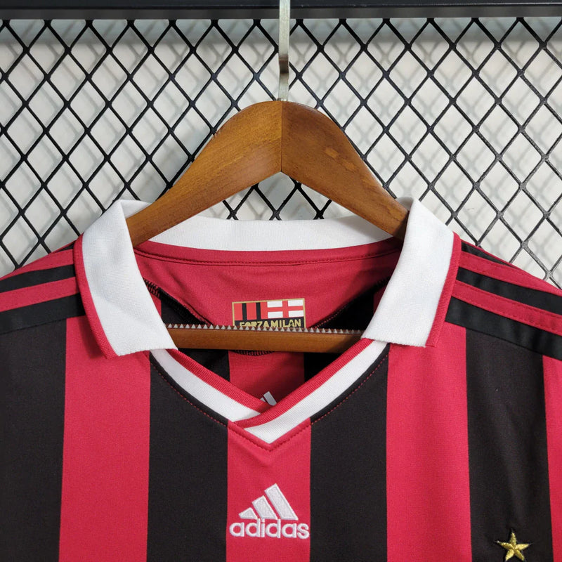 Camisa Retrô Milan I Adidas 2009/10  Manga Longa Vermelho e Preto