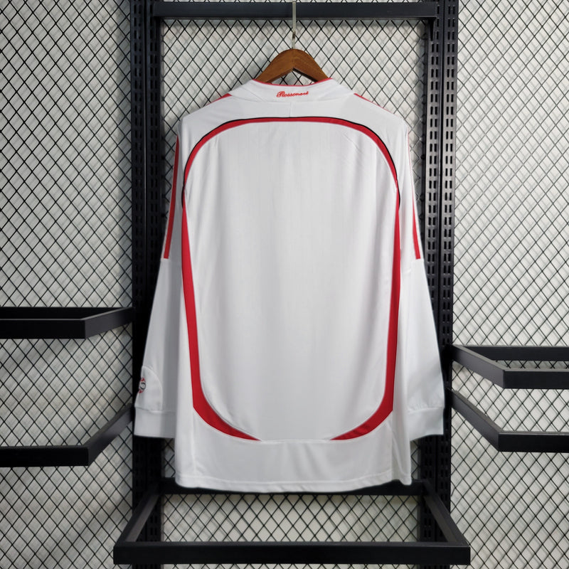 Camisa Retrô Milan II Away 2006/07 Manga Longa Masculino Branco