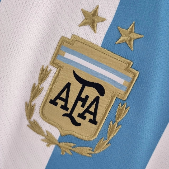 Camisa Argentina I Home 2022/23 Adidas Torcedor Masculino Azul e Branco (3 ESTRELAS)