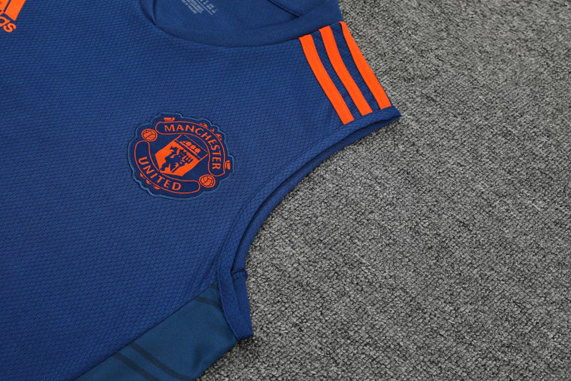 Conjunto Regata Manchester United 22/23 Adidas - Azul+Laranja