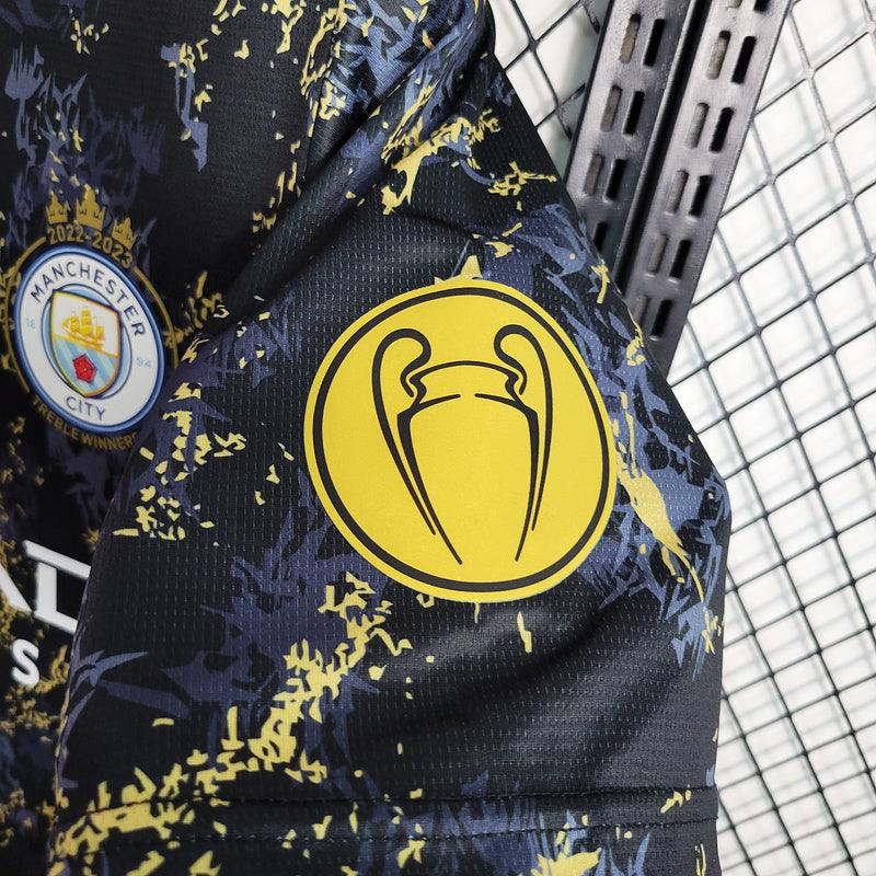 Camisa  Manchester City Puma 2023/24- Preta/Amarela