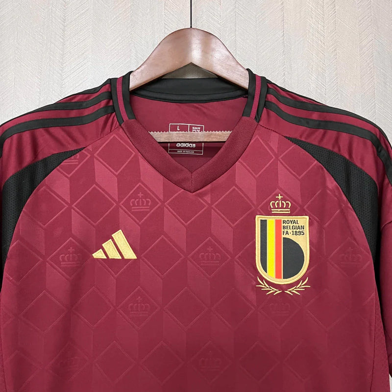 Camisa Bélgica I Home 2024/25 Torcedor Adidas Masculino Grená