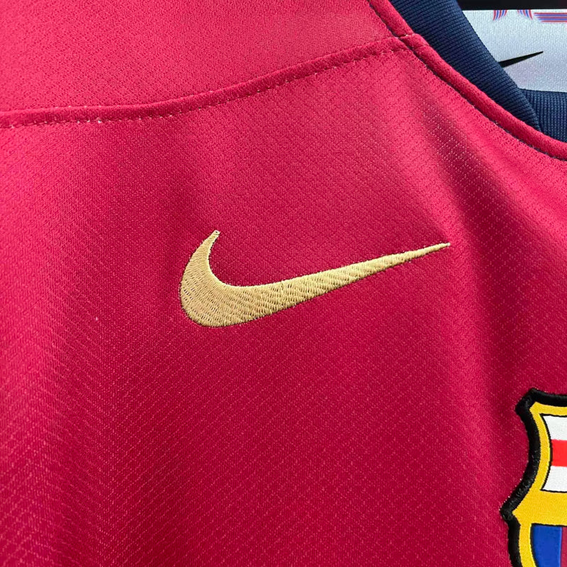 Camisa Barcelona I Home Nike Torcedor 2024/25 Masculino Azul e Grená