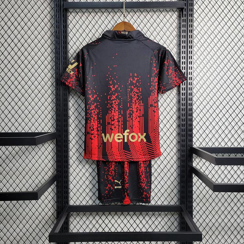 Kit Infantil Milan Away 23/24 - Puma - Preto e Vermelho