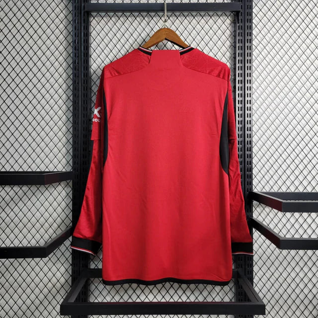 Camisa Adidas Manchester United I 23/24 Torcedor- Manga Longa Vermelho