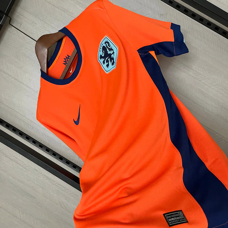 Camisa Holanda I Home Nike Torcedor 2024/25 Masculino Laranja