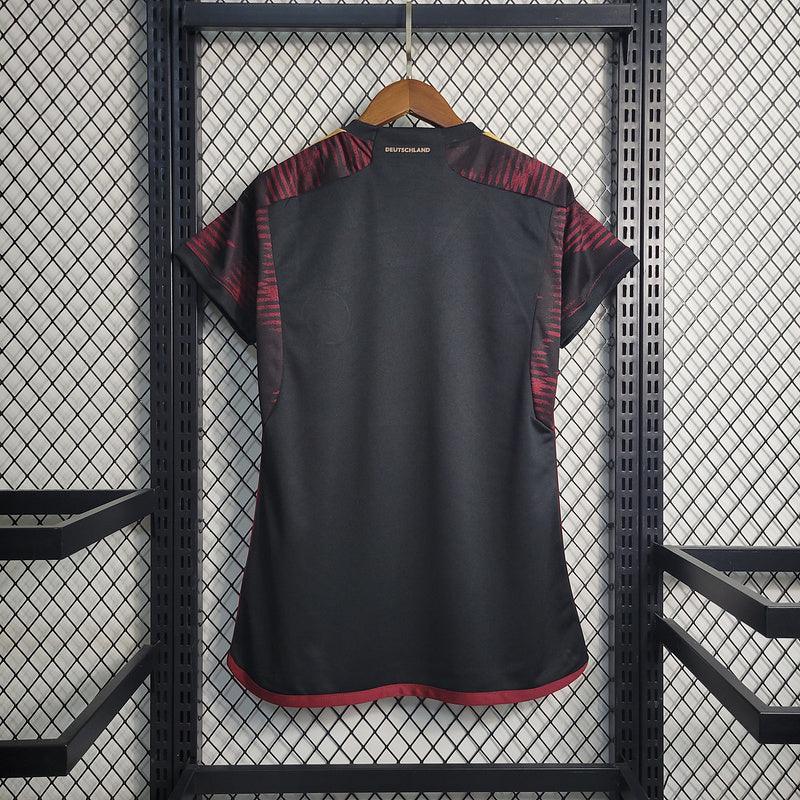 Camisa Alemanha Away Adidas Torcedor 2022/23 Feminina Vermelho Vinho e Preto