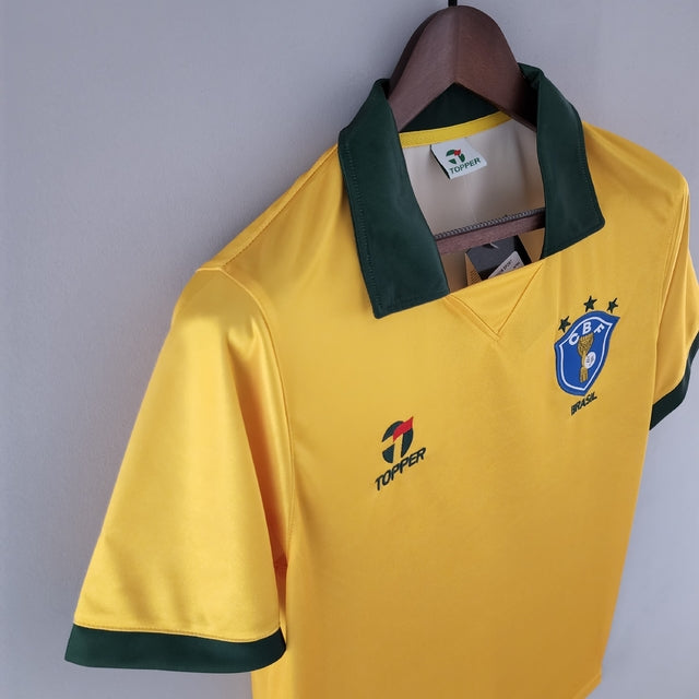 Camisa Retrô 1988 Seleção Brasileira I Masculina - Amarelo e Verde