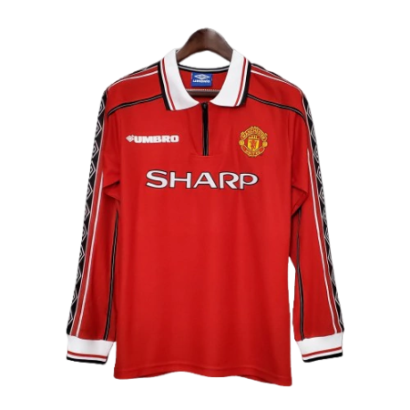 Camisa Manchester United Retrô Manga Longa Umbro 1998/99 Vermelha