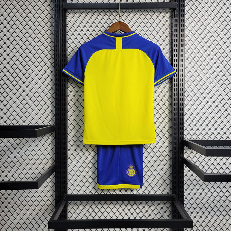 camisa infantil al nassr cristiano ronaldo cr7 amarela e azul