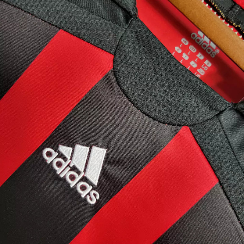 Camisa Retrô Milan I Home Adidas 2006/07 Masculino Manga Longa Vermelho e Preto