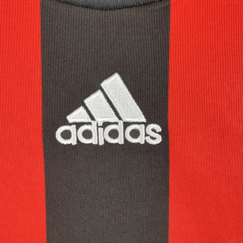 Camisa Retrô Milan I Home Adidas 2008/09 Manga Longa Vermelho e Preto