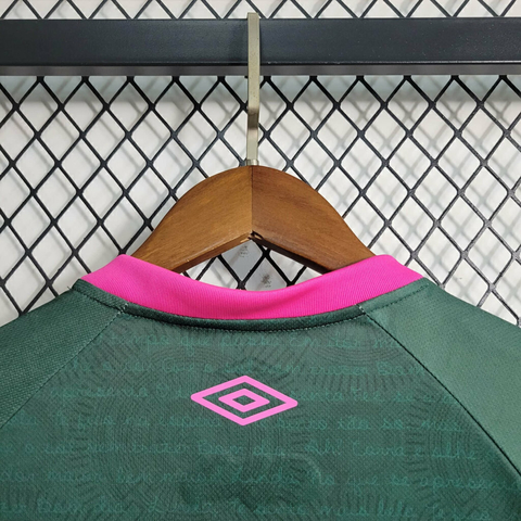 Camisa Fluminense III 23/24 Umbro Torcedor Feminina Verde e Rosa