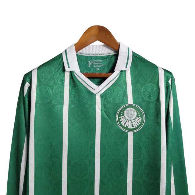 Camisa Palmeiras Retrô I 1993 Torcedor manga longa - Verde com listras em branco